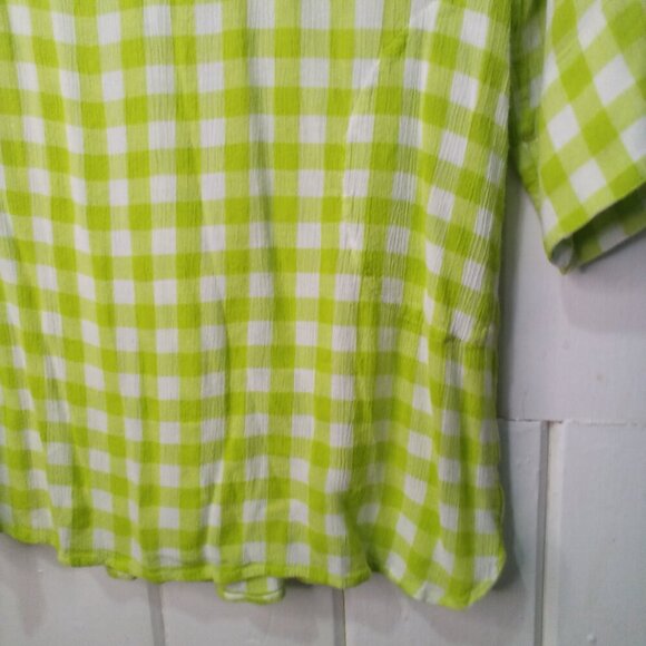 Soft Surroundings Shirt Women S Half Sleeve V-Neck Plaid Gingham Green - Picture 7 of 16